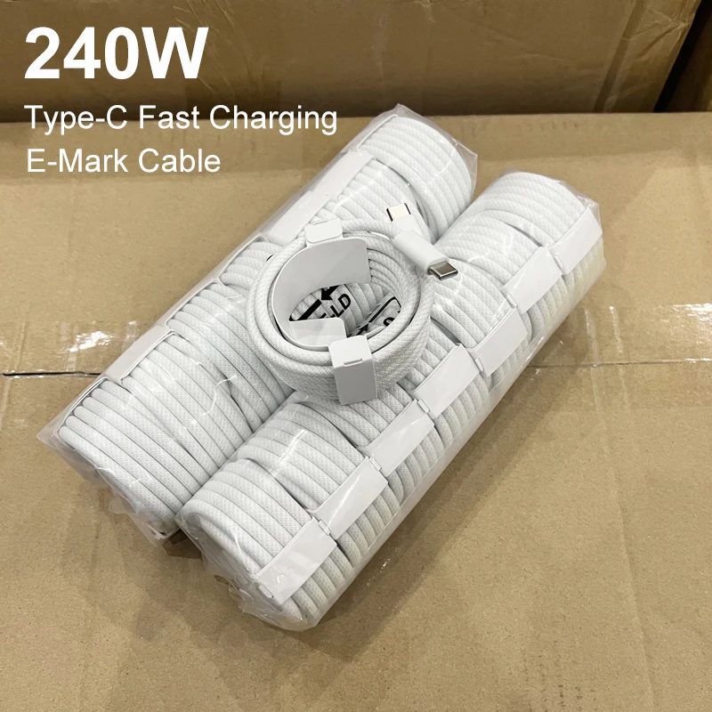 10ks/šarža 240W USB Typ C až USB C kábel 100W PD 3.1 Rýchle nabíjací nabíjací drôt pre MacBook Pro Xiaomi Samsung Asus Laptop Cord kábel