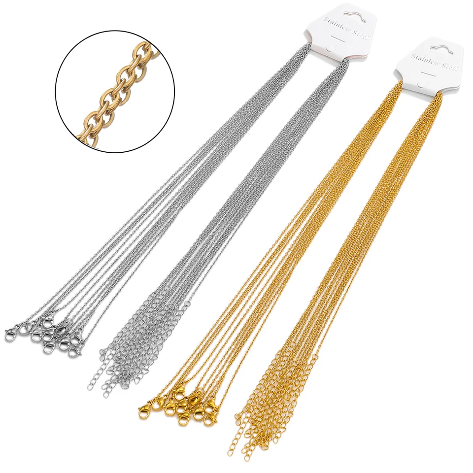 10ks/šarža 45+5 cm z nehrdzavejúcej ocele káblových reťazcov vo veľkom pre DIY náhrdelníky Chokers šperky, ktoré vytvárajú nastaviteľné veľkoobchodné reťazce