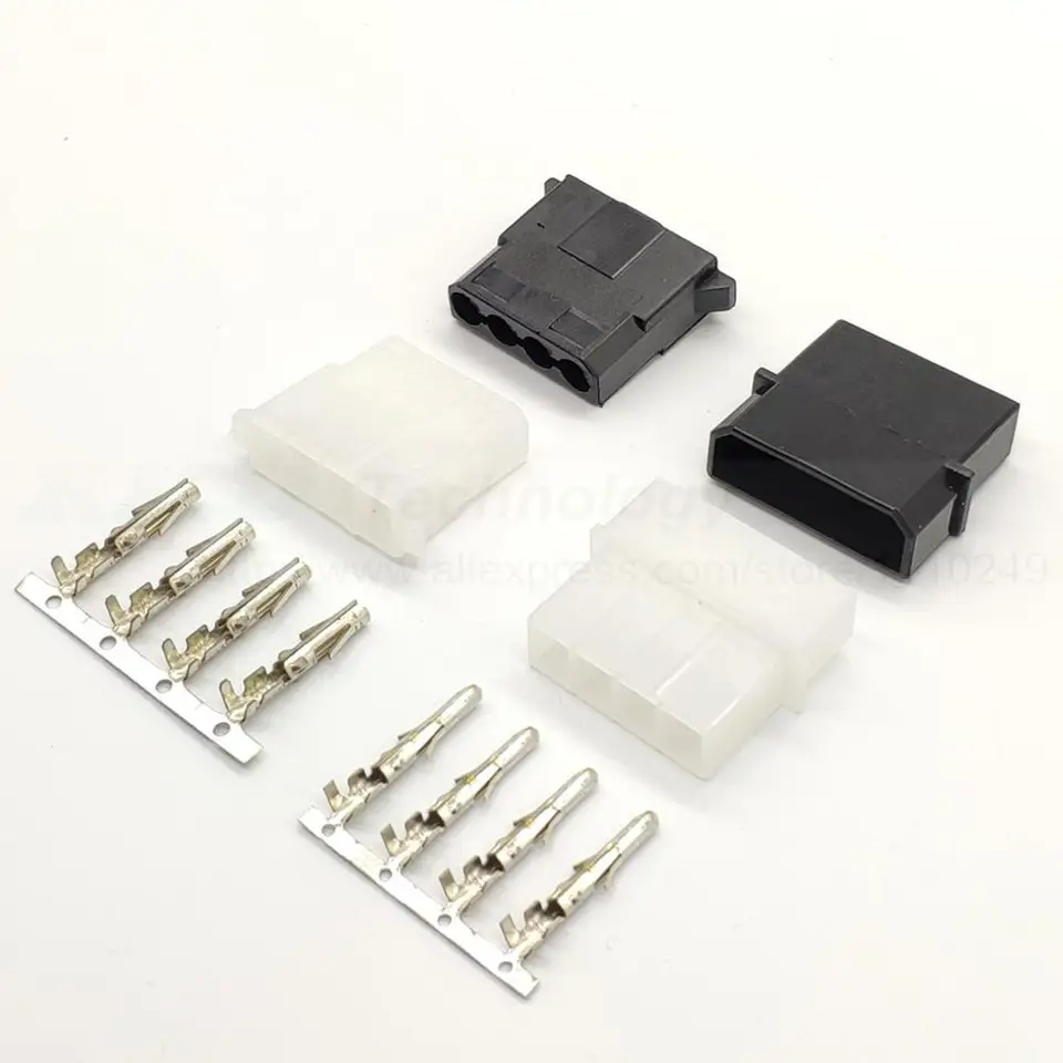10ks/šarža 5,08 mm čierna biela IDE HDD Power Connector KF50800 - 4P KF50801 - 4R samec pre PC/Computer Graphics Card PCI -E