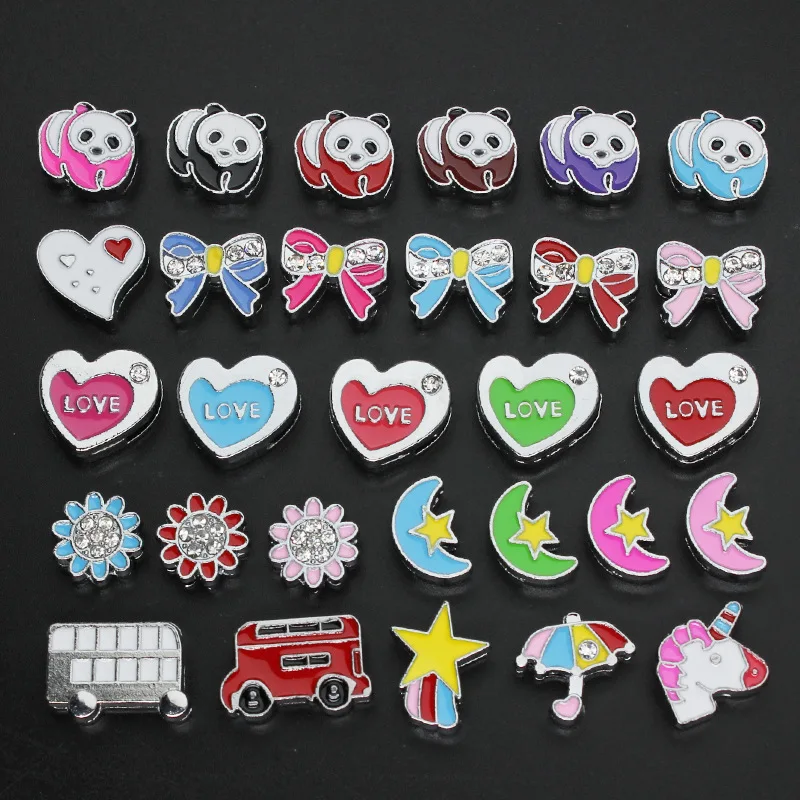 10ks/šarža 8 mm morská panna Love Heart Bowknot Slide Charm DIY kúzla vhodné pre 8 mm náramok.