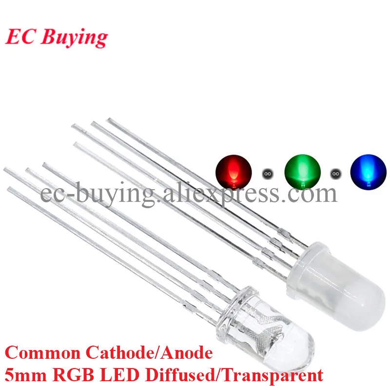 10ks/šarža F5 5 mm plnofarebná LED LED RGB Červená/zelená Common Cathode/Anode Tri-Color Emitujúce diódy Difúzne Transparentné zvýraznenie