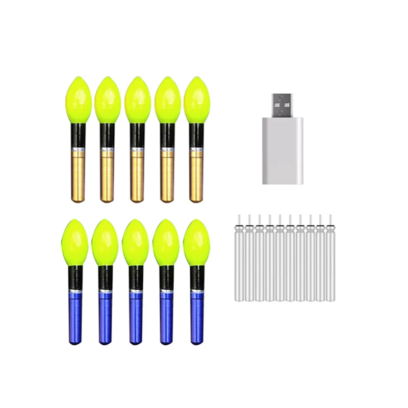 10ks/šarža Light Stick Green/Red/Orange Electronic Light s nabíjateľnými CR322 Night Fishing Runding Príslušenstvo D028