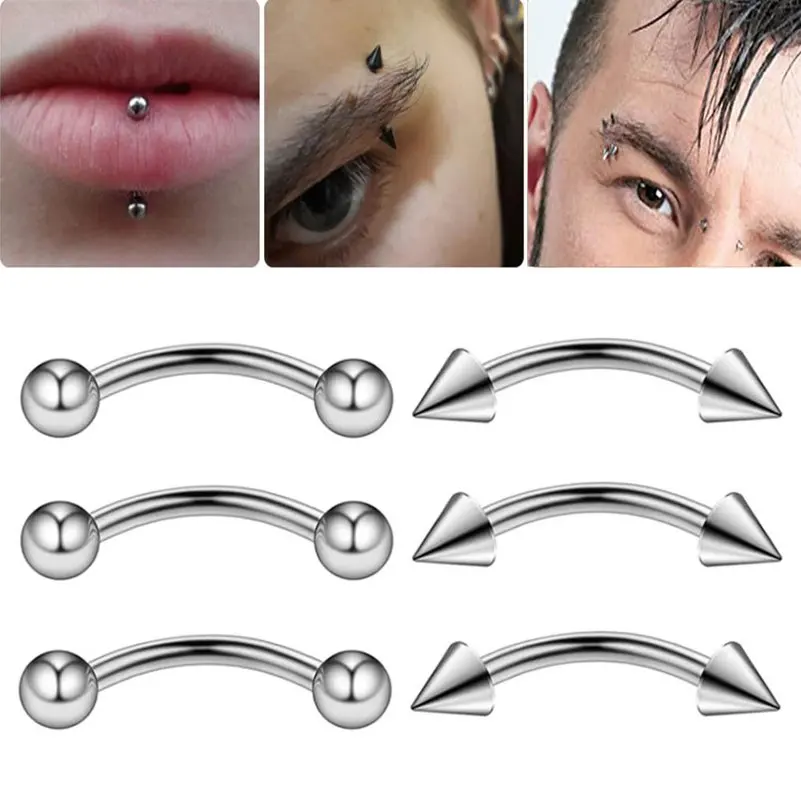 10ks/šarža strieborná farba z nehrdzavejúcej ocele Piercing Stud Czkurovaná činka ušná chrupavka špirála Tragus tela prepichnuté šperky