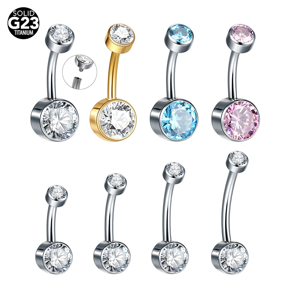 10ks/šarža titánu 14g rámu Cz Brušné krúžky pre ženy pre piercing šperky Interne vlákno zirkón pupinky piercing krúžky