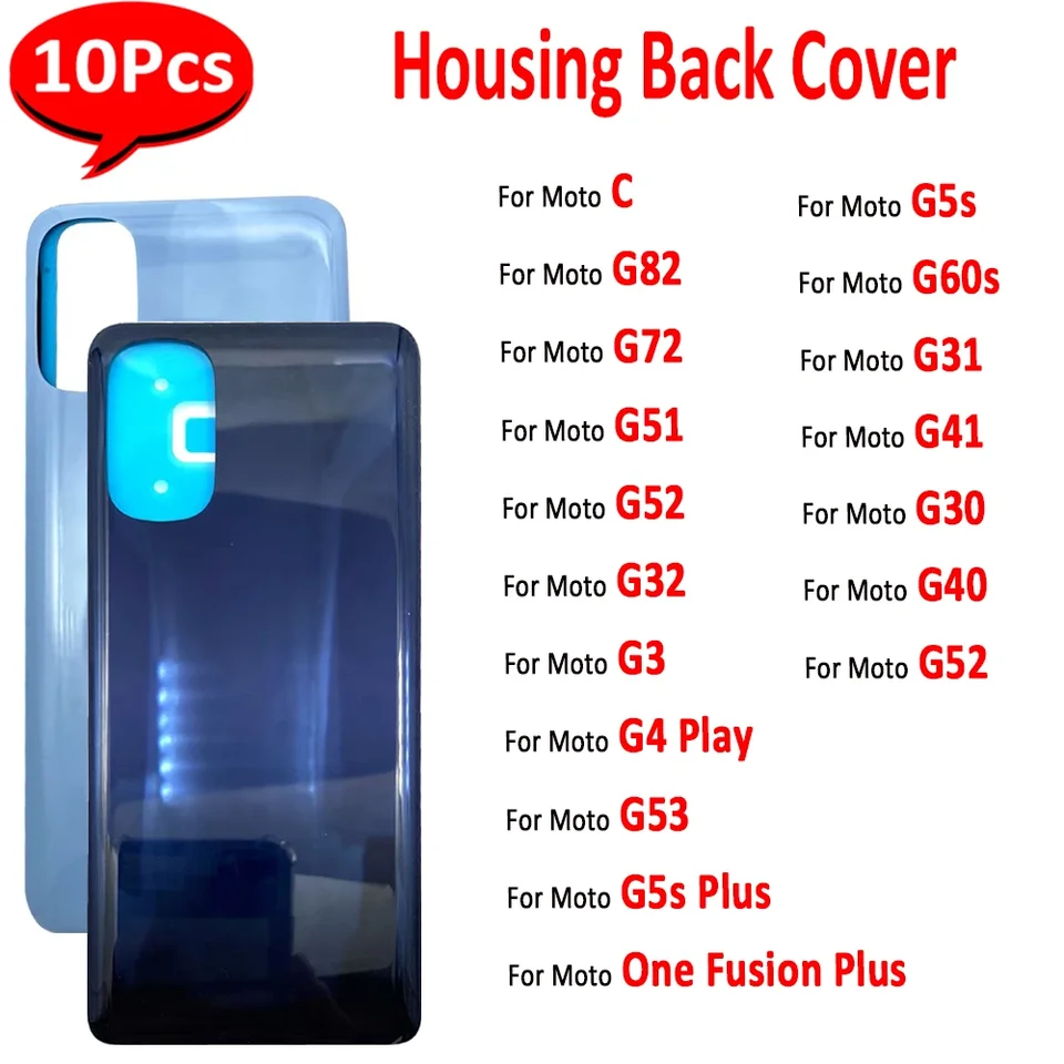 10ks ， nová puzdro na zadné batérie zadného krytu dverí pre Moto C One Fusion Plus G5S Plus G30 G4 Play G3 G60S G40 G51 G31 G41