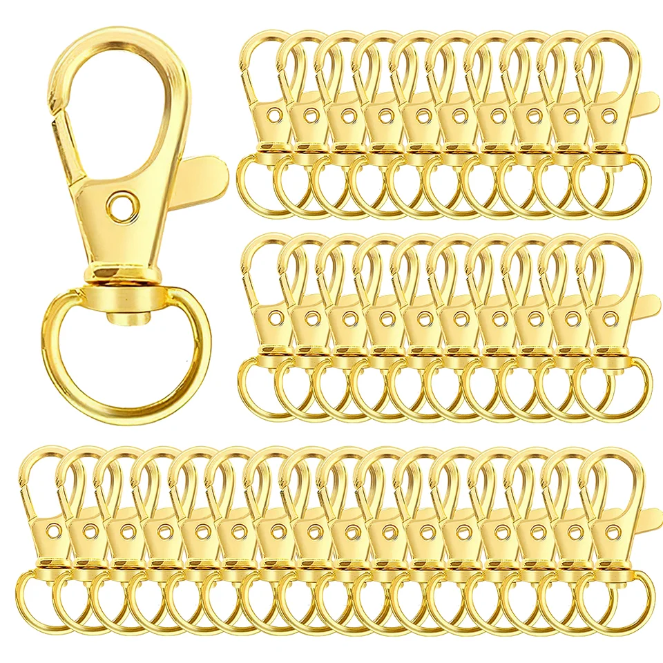 10ksové kľúče klipy Háčiky otočné sponky na šnúrku Snap Hook homár pazúry CLASP pre kľúče DIY šperky (32 mm)