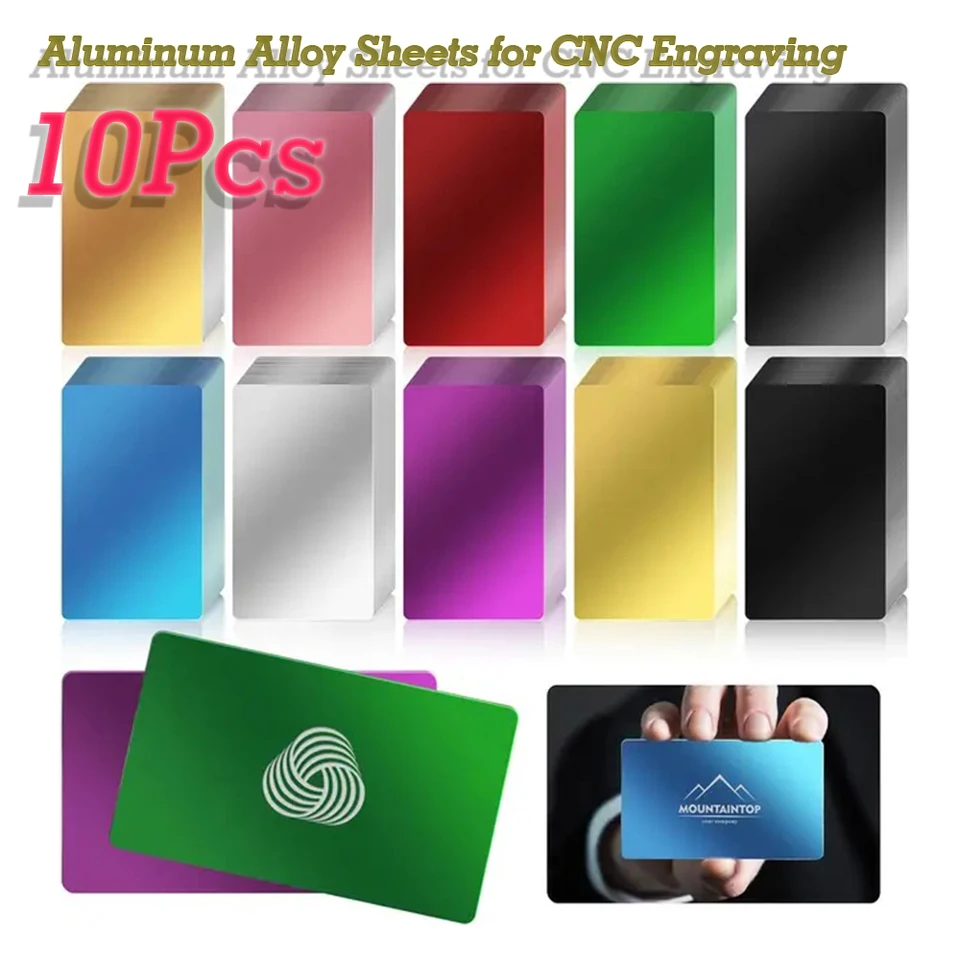 10ksové laserové gravírovacie kúsky Hliníkové listy zliatiny pre CNC gravírovanie laserového remeselníka viacúčelové kovové vizitky DIY karta