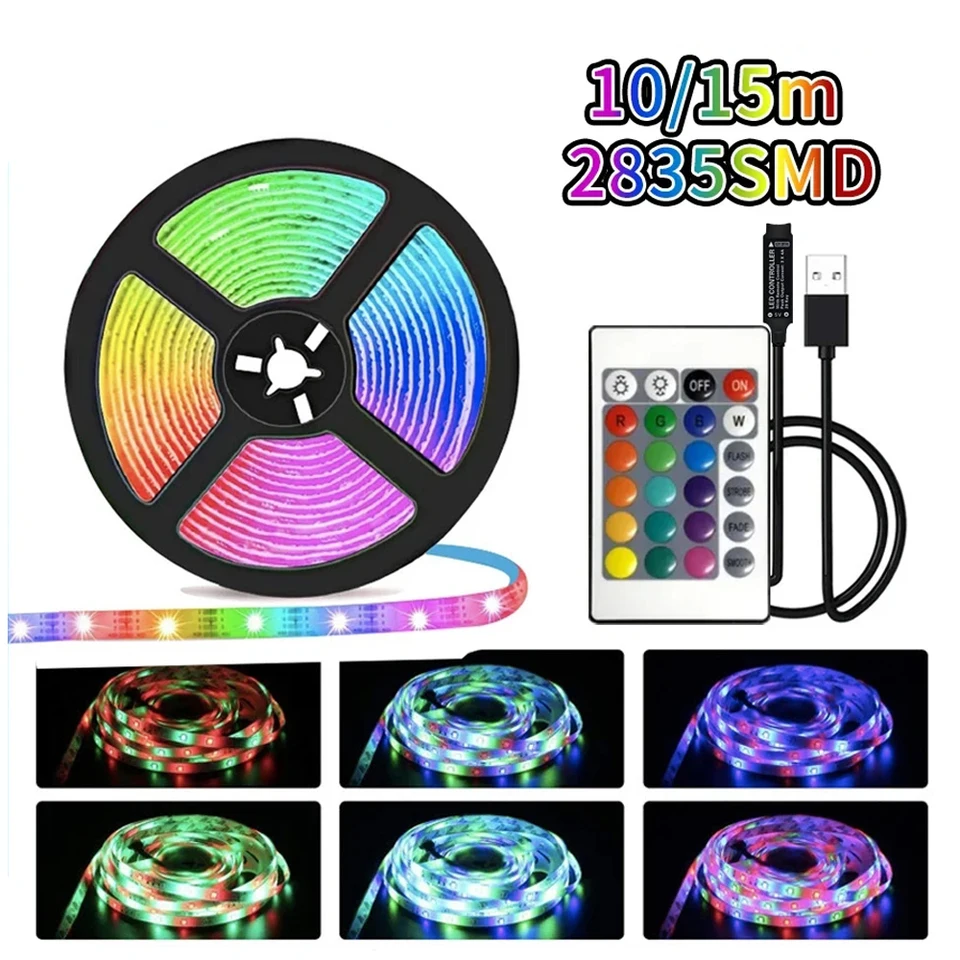 10m/15m/20 m LED pásma LED SLOP SVETLO 2835 RGB diaľkové ovládacie prvky Flexibilné svetlá lampa Lights Ribbon TV Desktop Diode