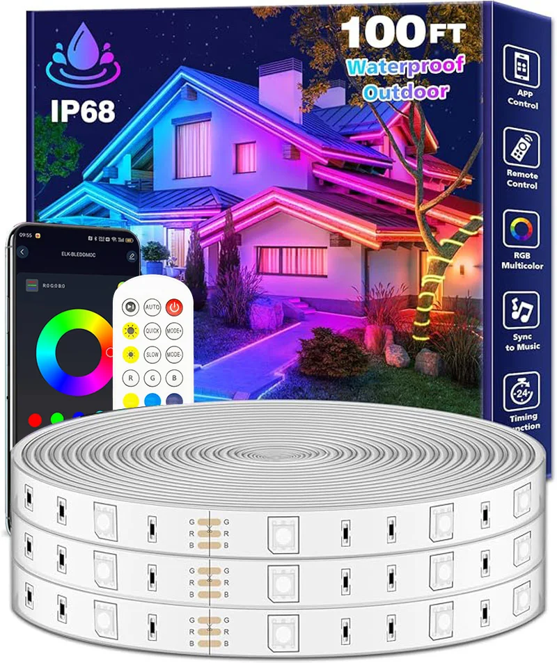 10m 30 m 50 m vonkajšie LED pásové svetlá Vodotesná hudba synchronizácia RGB IP68 vonkajšie LED svetelné prúžky s aplikáciou a diaľkové pre palubu záhrady