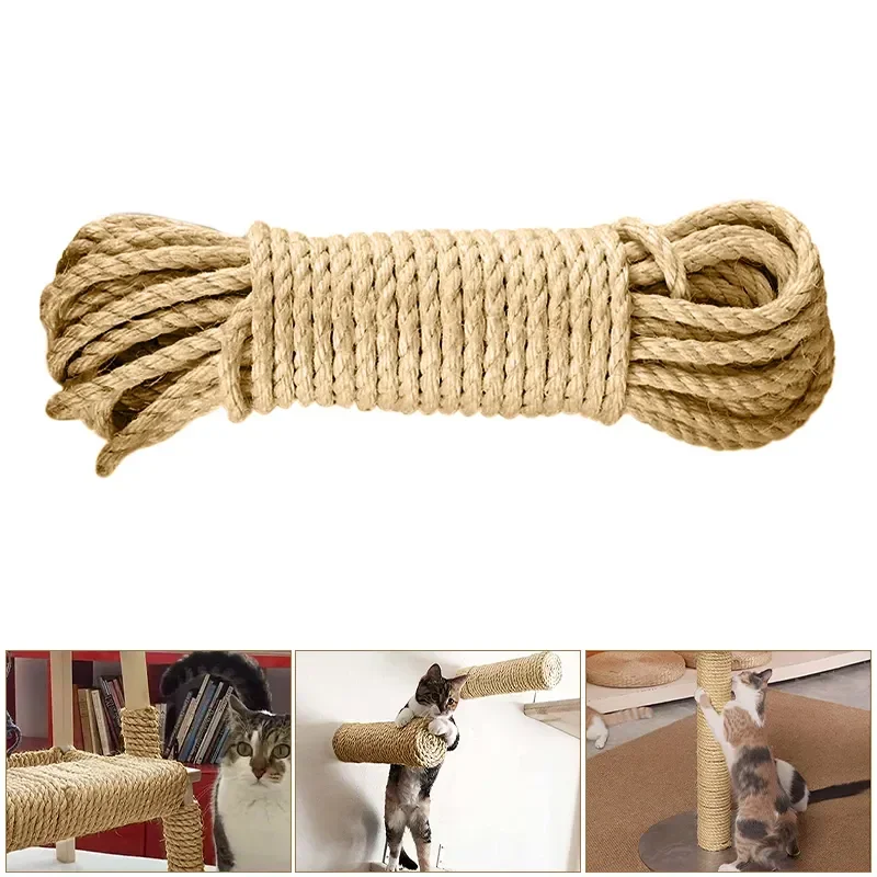 10m mačka škrabanca lano pre stromu mačacie škrabanie DIY Prírodné sisal lano labka paw pazúry nábytok chránič poškriabania stĺpcov