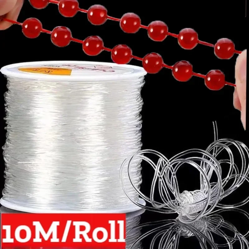 10m/roll silná elastická kryštálová guľôčka korálikovej šnúry Kryštálová strun niť DIY náhrdelník Náramok na náramok