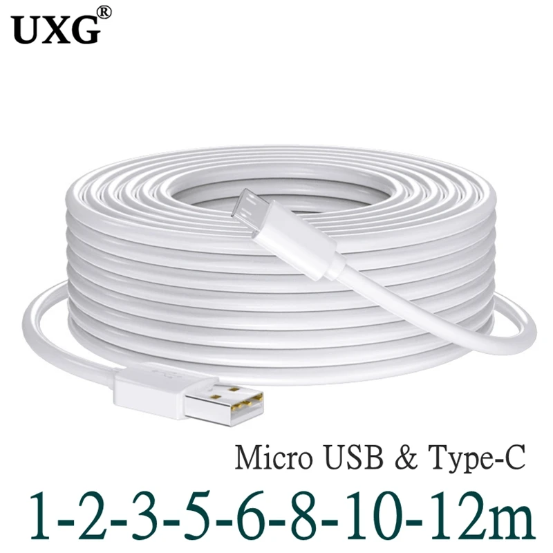 10M Ultra dlhý USB na Type-C Micro USB Rýchle nabíjanie údajov prenosu prenosu pre Xiaomi Monitor mobilného tabletu Tachograph