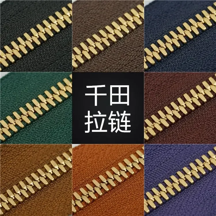 10m č. 5 High-end kukuričný zub matný zlatý medený kovový kov dlhý zips kompatibilný s koženou taškou DIY zips