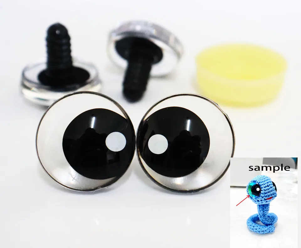 10pairs Masckaszem Eyes 25 mm Clear OffCentre 3D Comical Round Glitter Hračky očí s tvrdou práčkou pre DIY Woen Doll Doll Respil