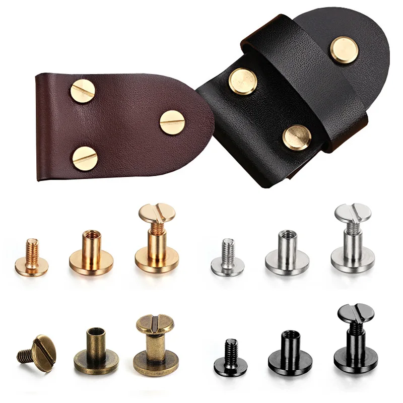 10pc kožené remeselné remeselnícke ktovné skrutky na nechty Zobrazenie okrúhlych skrutiek s remienkom Nivetiny skrutka pre batožinu remeselnícke oblečenie/tašku/topánky5/6,5/8 mm