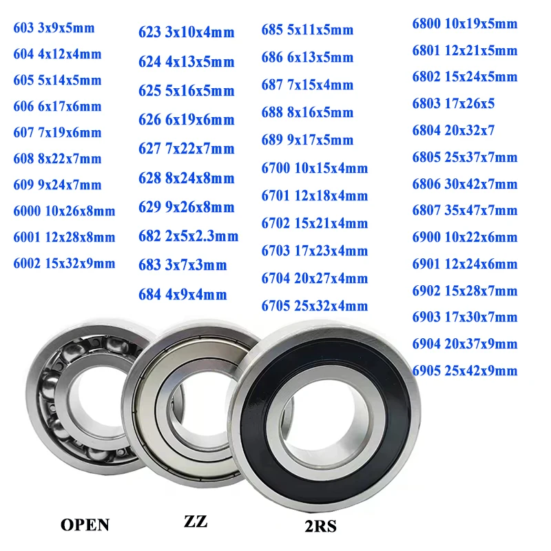 10pc p5 Vysoko výkonný hĺbkový drážkový guľôčkový ložisko 608 628 688 607 605 625 626 686 6000 6001 6700 6701 6800 6802 6900 6902 ZZ 2RS