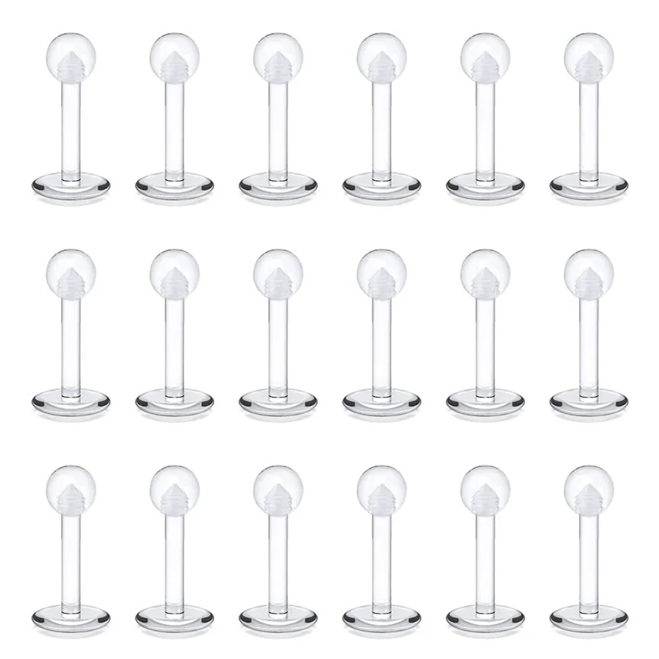 10pc/set číry akrylové prstene pery Monroe Labret Studs Piercing Jewelry Giflex Ear Tragus Helix Sucker Deting 6/8/10 mm