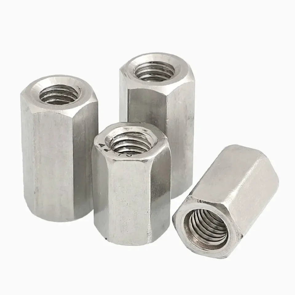 10pc spojovacia matica M6 M8 HEX CUMPLING NUTS ROD 304 Nerezová oceľ Dlhý šesťuholníkový pripojovací rukávový závit Nut Bushing Bar Stud Stud
