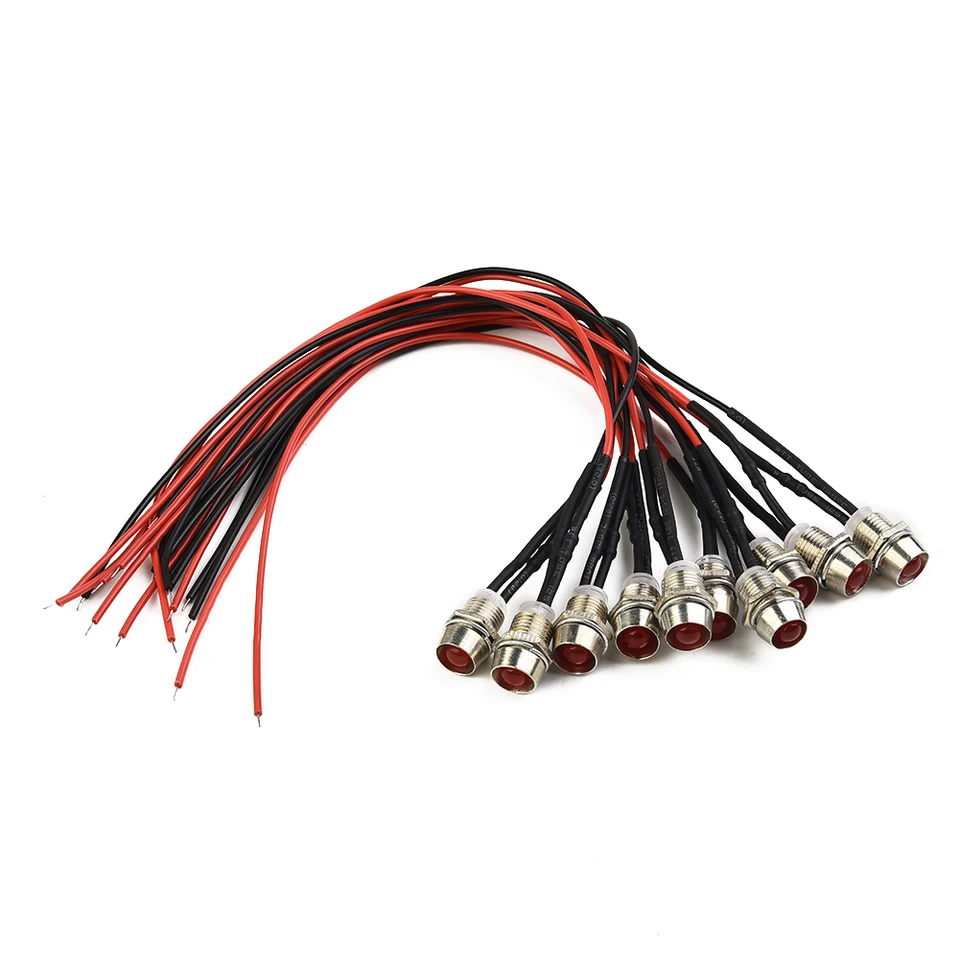 10pc červená 8 mm 12V LED indikátorka LAMP VÝSTRAHA VÝSTRAHA SVETLO- PILOT DASP PANEL- LED dióda LED DODAČKA AUTOMOBNÉHO LED.
