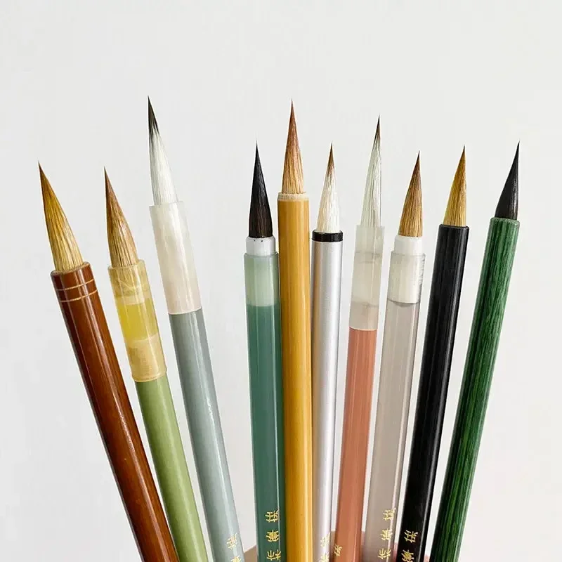 10pc čínsky maľba voda atrament kaligrafia Watercolor Brush tenký zlatý kópia gongbi jemné kefy SUMI-E Tool