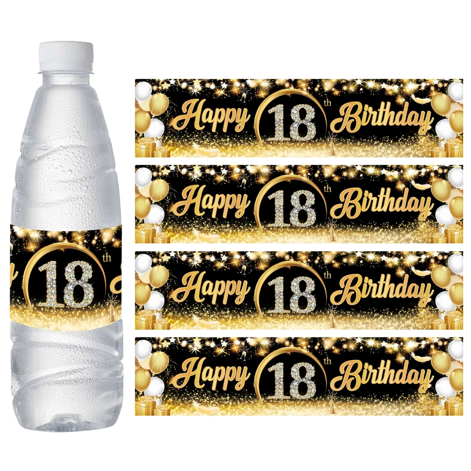 10pcs 18. 21. 30. 40. 50. 50. 60. čierne zlato narodeninové fľaše Stickery Šťastné narodeniny oslava dekorácie Deti Dospelí uprednostňujú darčeky