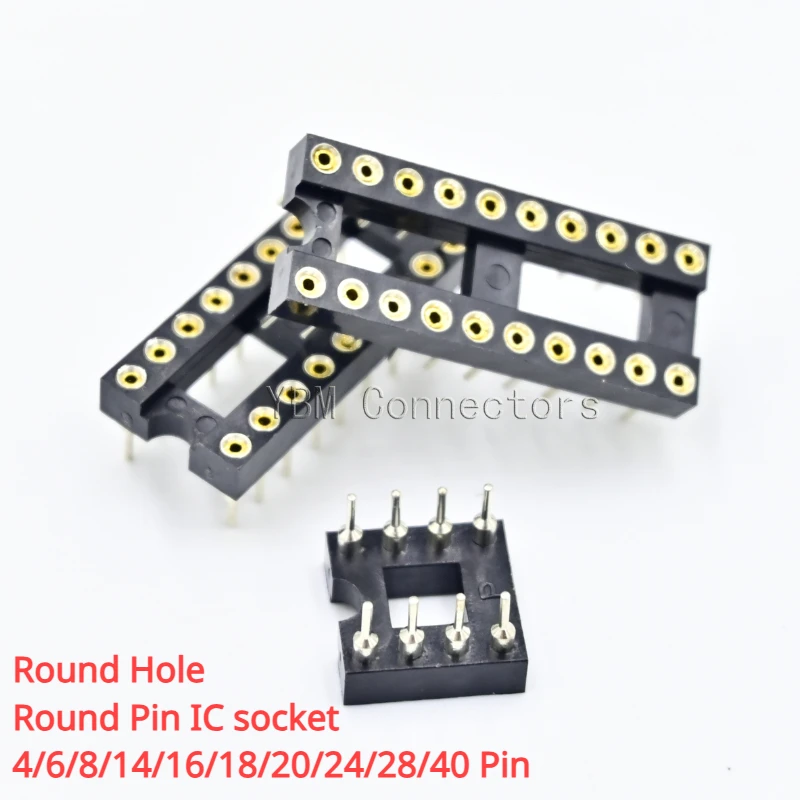 10pcs okrúhly otvor IC konektor zásuvky integrovaný obvod obvodu DIP8 DIP14 DIP16 DIP18 DIP20 DIP28 DIP40 zásuvky
