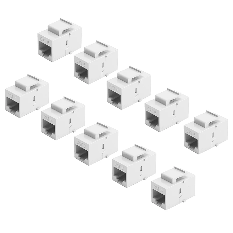 10pcs RJ45 konektor Keystone Jack Cat6 rozšírenie spojka Ethernet Network Lan Cat 6 Coupler Jacks Rozšírenie adaptéra, biely