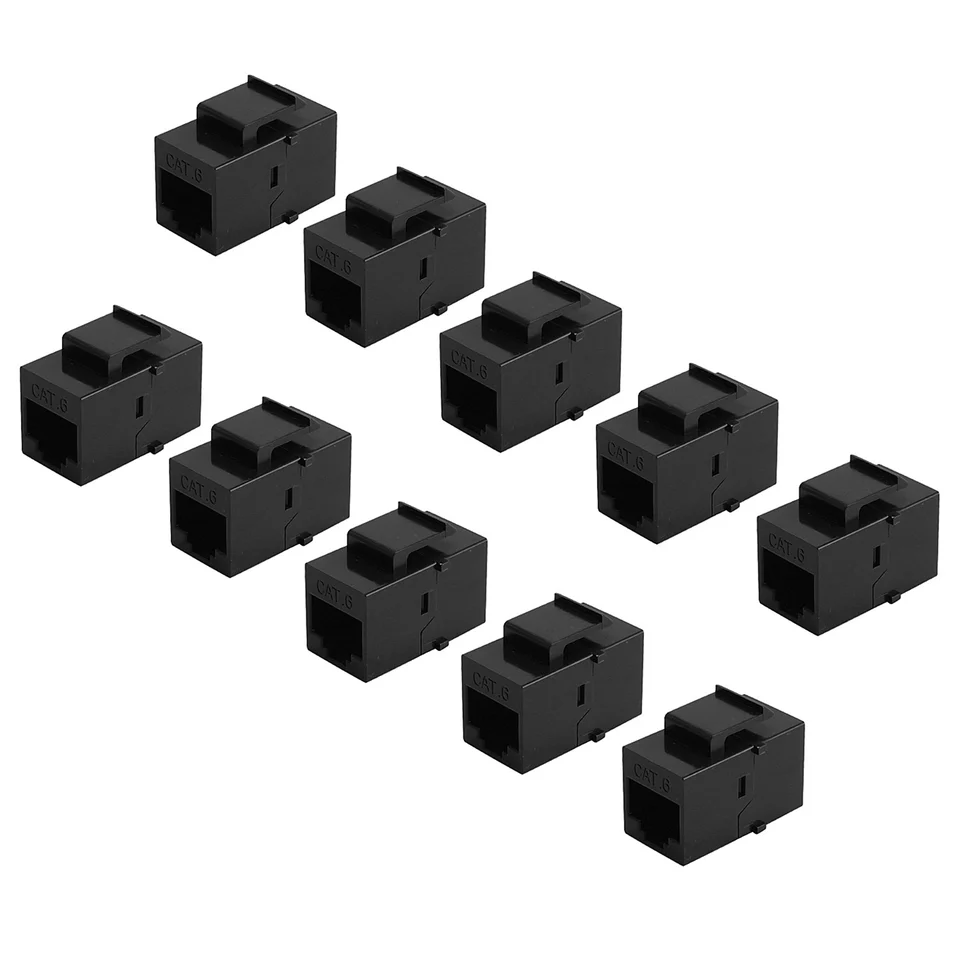 10pcs RJ45 konektor Keystone Jack Cat6 rozšírenie spojka Ethernet Network Lan Cat 6 Coupler Jacks Rozšírite adaptér, čierny