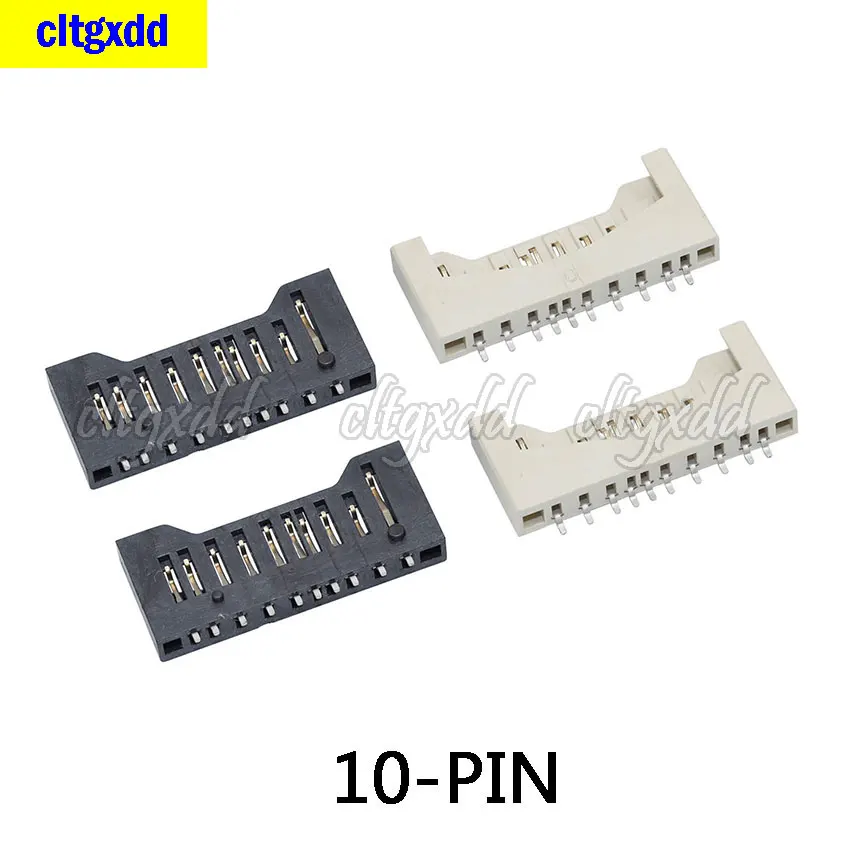 10pcs SD Card Connector Connector SD jednoduché krátke telo 10-kolíkový držiak na kartu Čierna biela 10p držiak karty SIM SIM