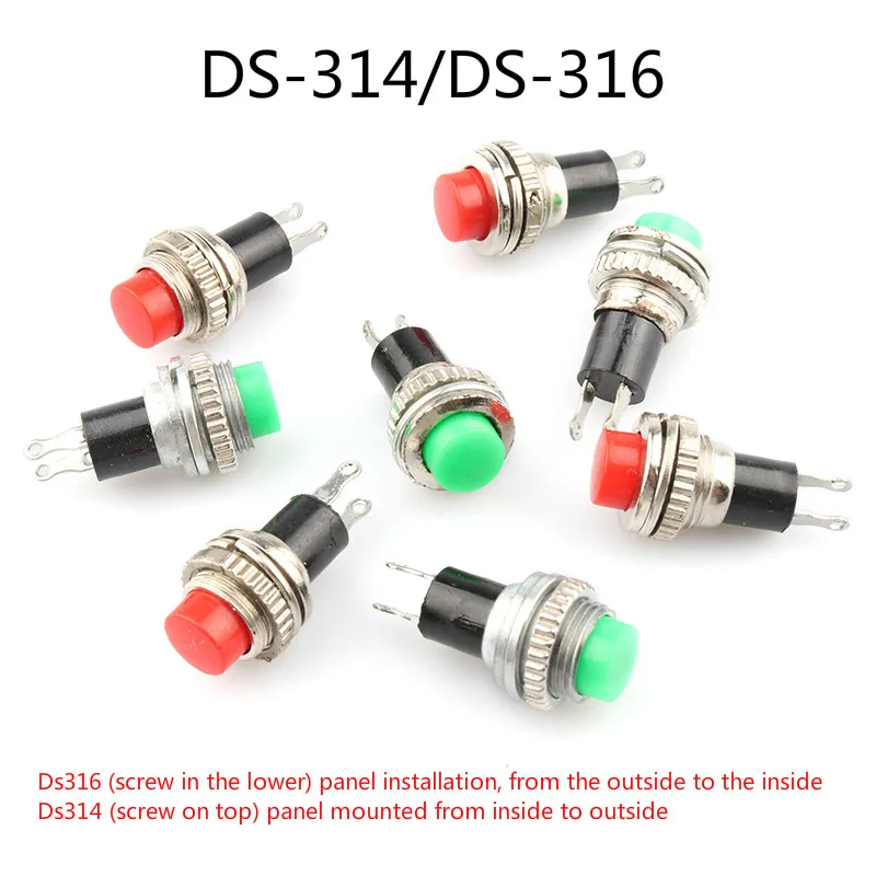 10pcs10mmmsmall prepínač tlačidla DS-316 DS-314 Non Uzavené self Reset-reset-bludový prepínač Horn Prepínač rohov
