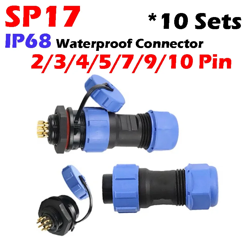 10sety SP1710 Vodotesný konektor SP17 IP68 2 PIN 3PIN 4PIN 5PIN 7PIN 9PIN 10PIN Aviage Connectors SP1712 Zadná matica