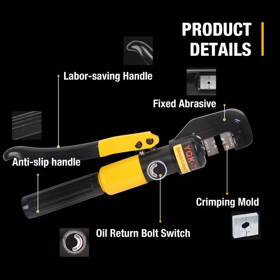 10T Kábel batérie Crimping Tool 12-2/0 AWG Hydraulický kriminačný nástroj Crimper Electrical Terminál 0,43 palca