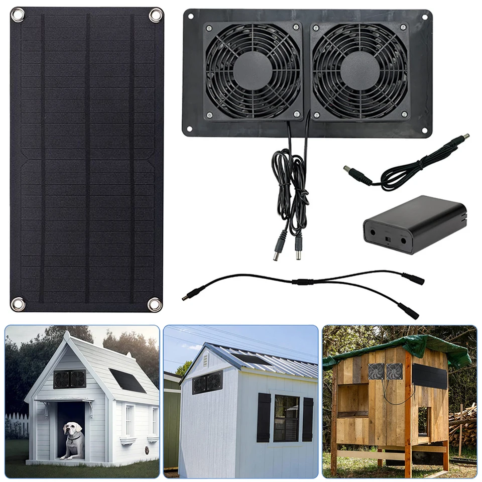 10W 12V Solárny panel Poháňaný ventilátor s vodotesným solárnym panelom letný vonkajší ventilátor ventilátor Solar For pre domáce zvieratá