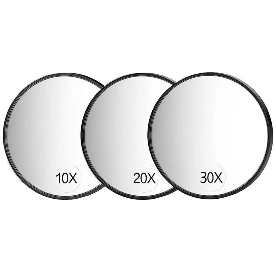 10x /20x /30x zväčšovacie zrkadlo, malé zväčšovacie zrkadlo s prísavkovým pohárom, pre trusné obočie, ktoré odstraňuje čierne bodky a ACN