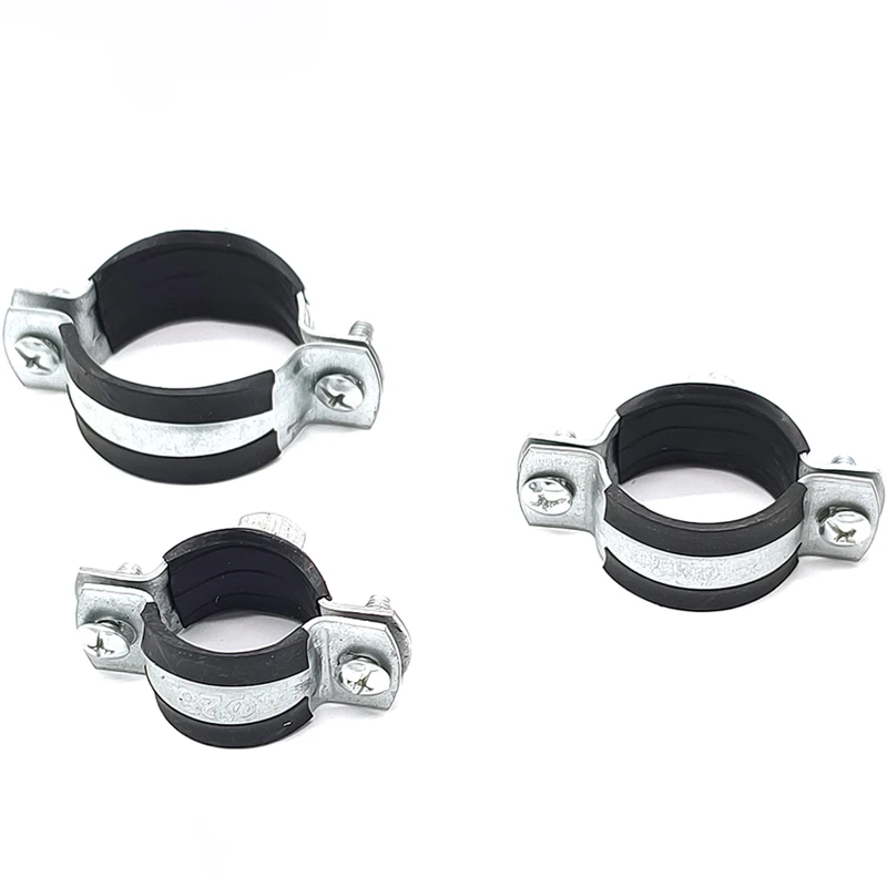 10x hrubý galvanizovaný železný gumový nárazník Suspension Hades Clamp, ktorý sa používa na inžinierske potrubie PPR/PVC/plynová svorka/potrubie potrubia/vodné potrubie