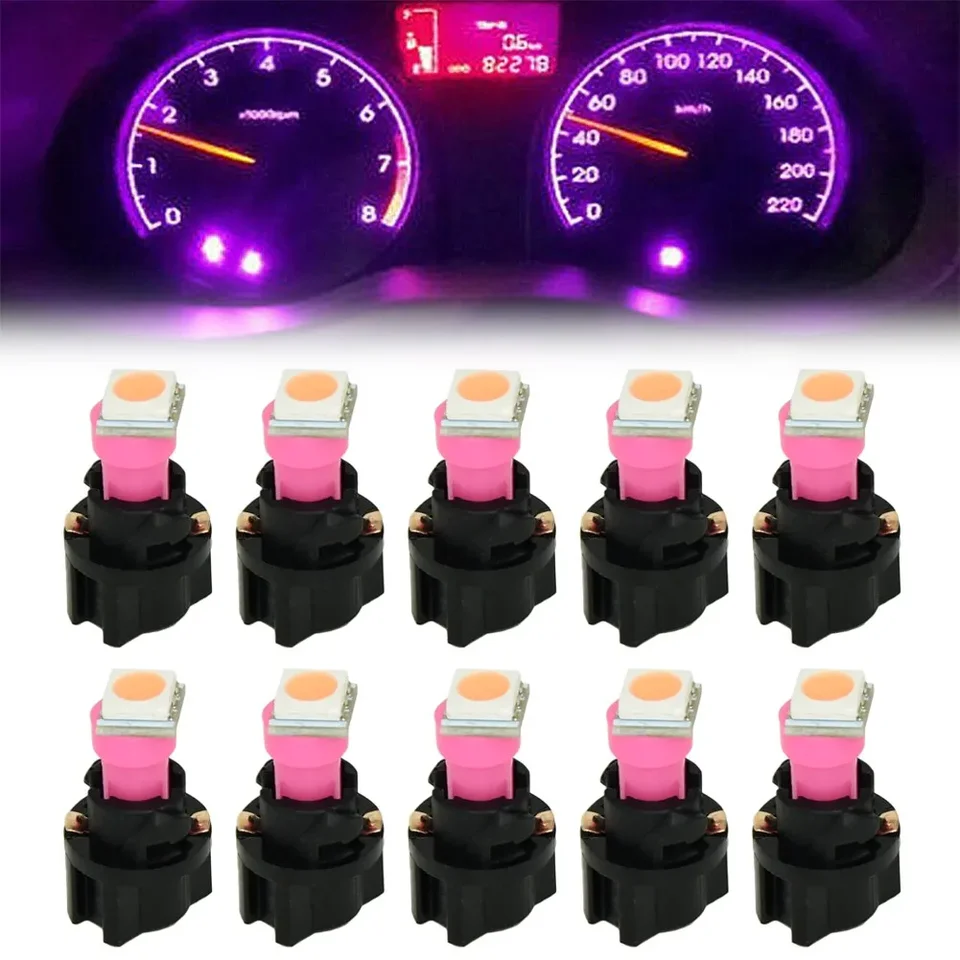 10x Purple 74 T5 LED automobilové prístrojové dosky Svetlo pomlčka žiarovky+Twist Sockets Svetlo emitujúce diódy Lamp