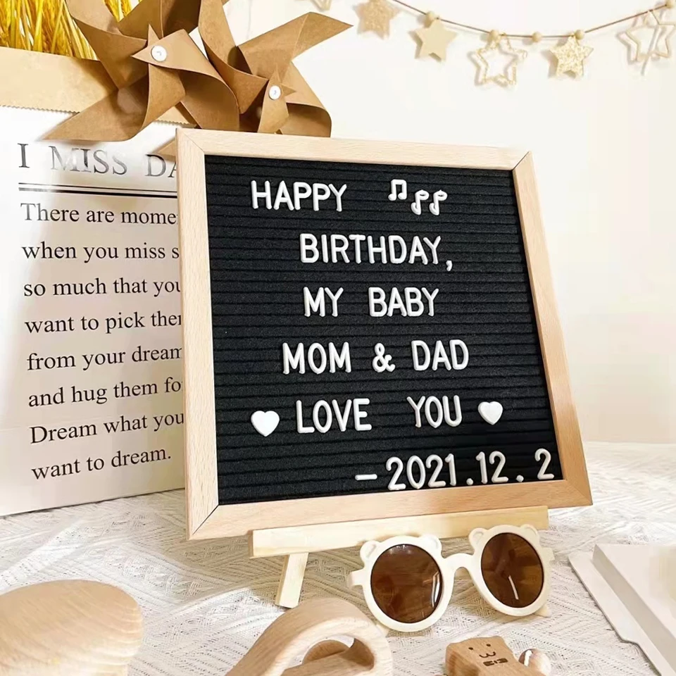 10x10 palcový drevená správna doska Korková doska nástenná dekorácia plstená miskboard dubové písmená sťahovanie vrecka Felt Letter Board Home Decor