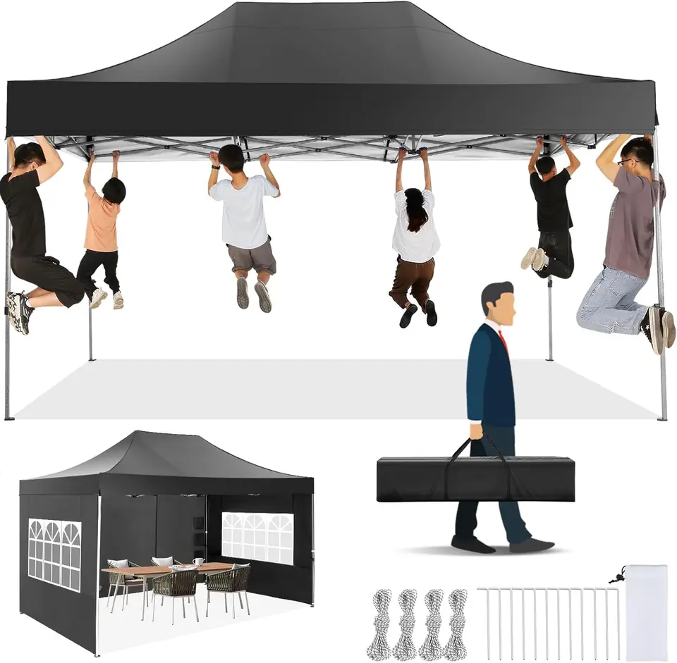 10x15 Pop -up Canopy Commercial Heavy Duty Canopy Stan so 4 bočnými stenami Easy Up Svadobná strana Stan Outdoor Gazebos Canopy