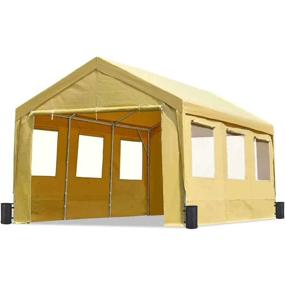 10x20 ft výška Carport Heavy Duty Car Canopy Garage Shelter Svadobný stan, odnímateľné okenné steny a dvere
