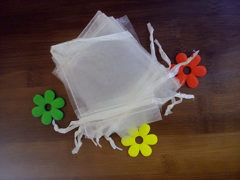 11*16 cm 200ks Organza Bag White Replace Bag Balenie vrecká na čaj/darček/jedlo/cukríky Malé priehľadné vrecko na vrecko priadze