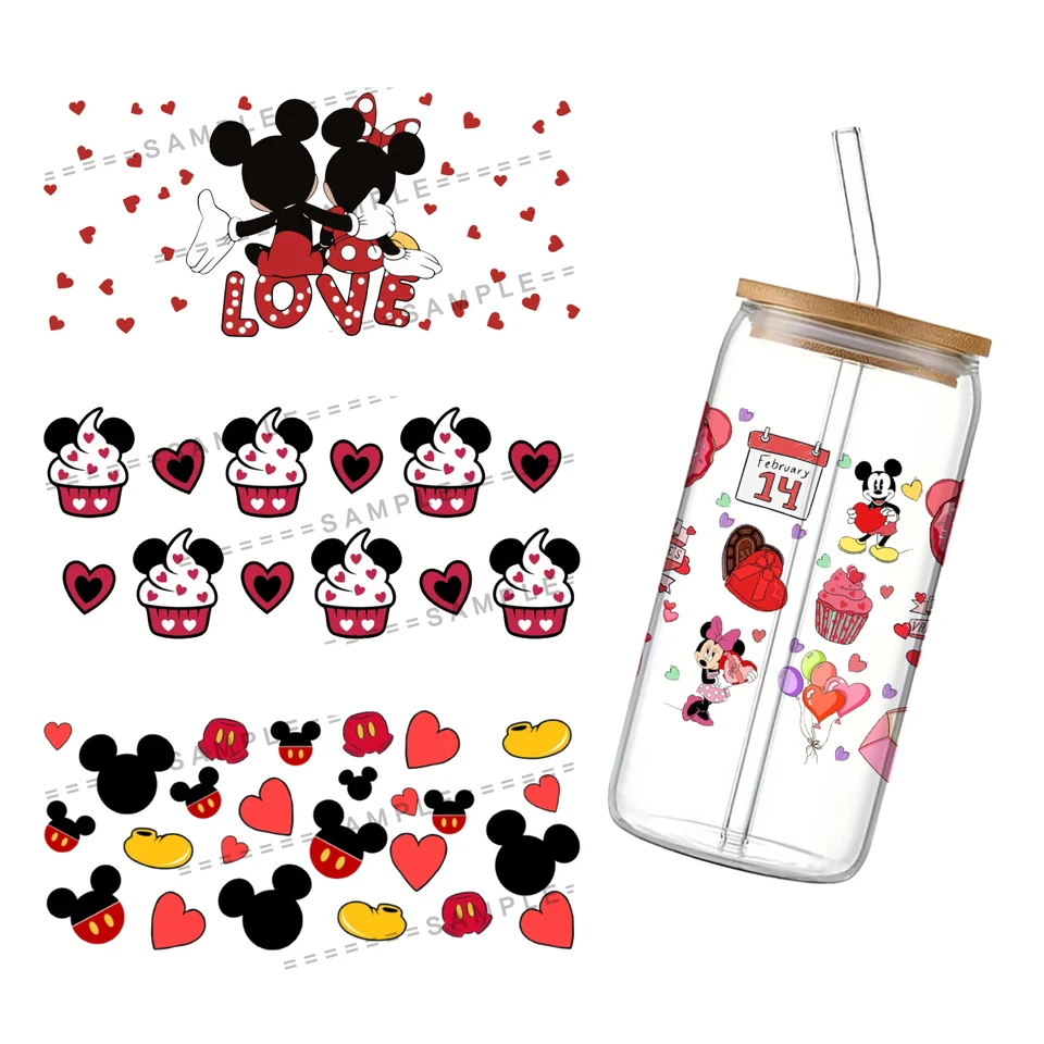 11*24 cm Mickey Disney Cup zábalová nálepka 16oz UV DTF vodotesná nálepka