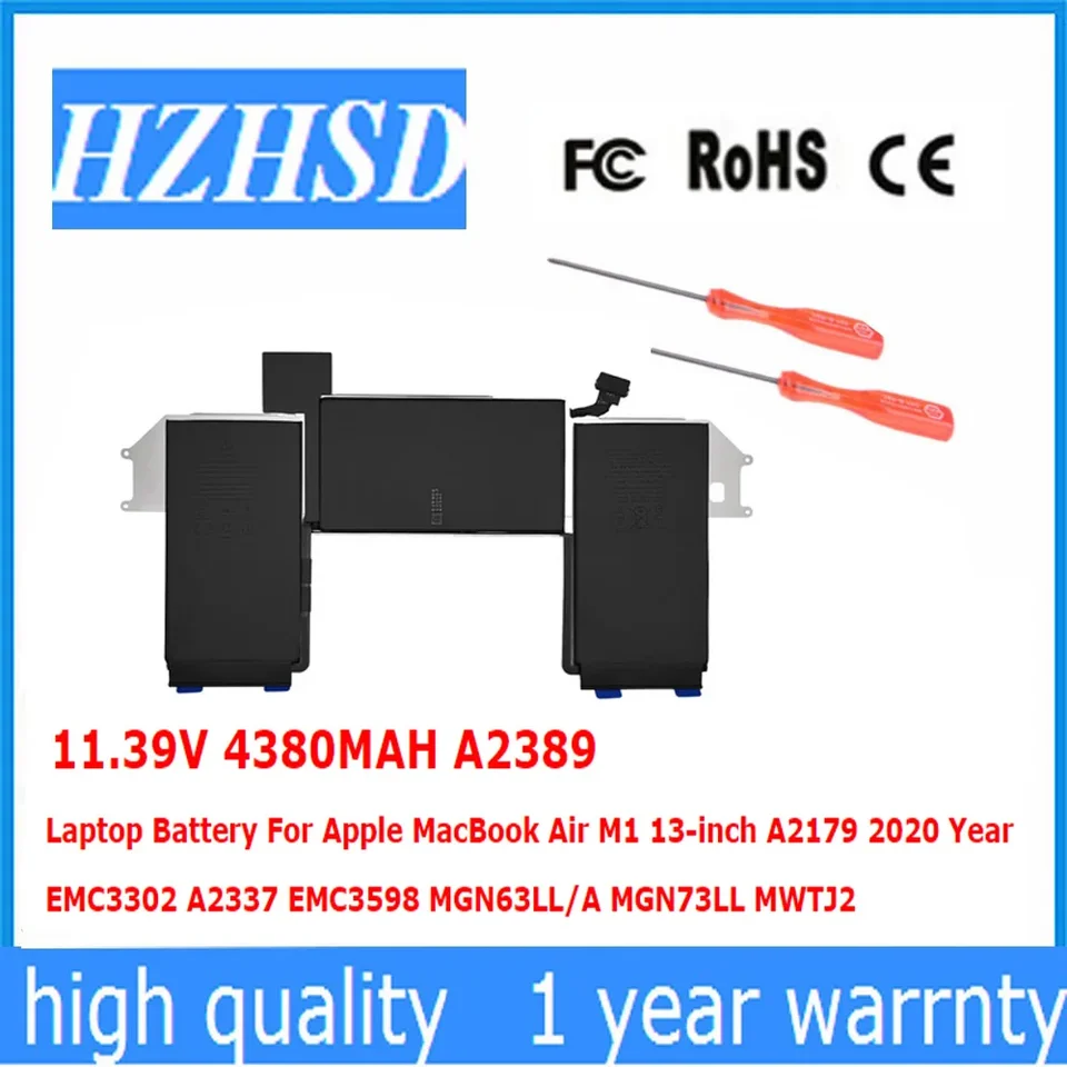 11.39V 4380MAH A2389 NAPLATNÝ BATTERICKÝ PRE Apple MacBook Air M1 13-palcový A2179 2020 EMC3302 A2337 EMC3598 MGN63LL MGN73LL MWTJ2