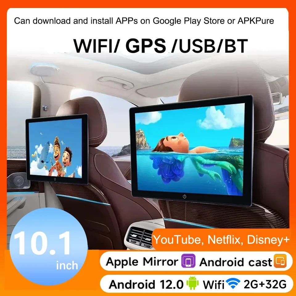11.6/10.1 '' Monitor hlavy automobilu Displej ultra tenkej dotykovej obrazovky pre automatické sedenie Video hudba FM Bluetooth Monitor automobilu