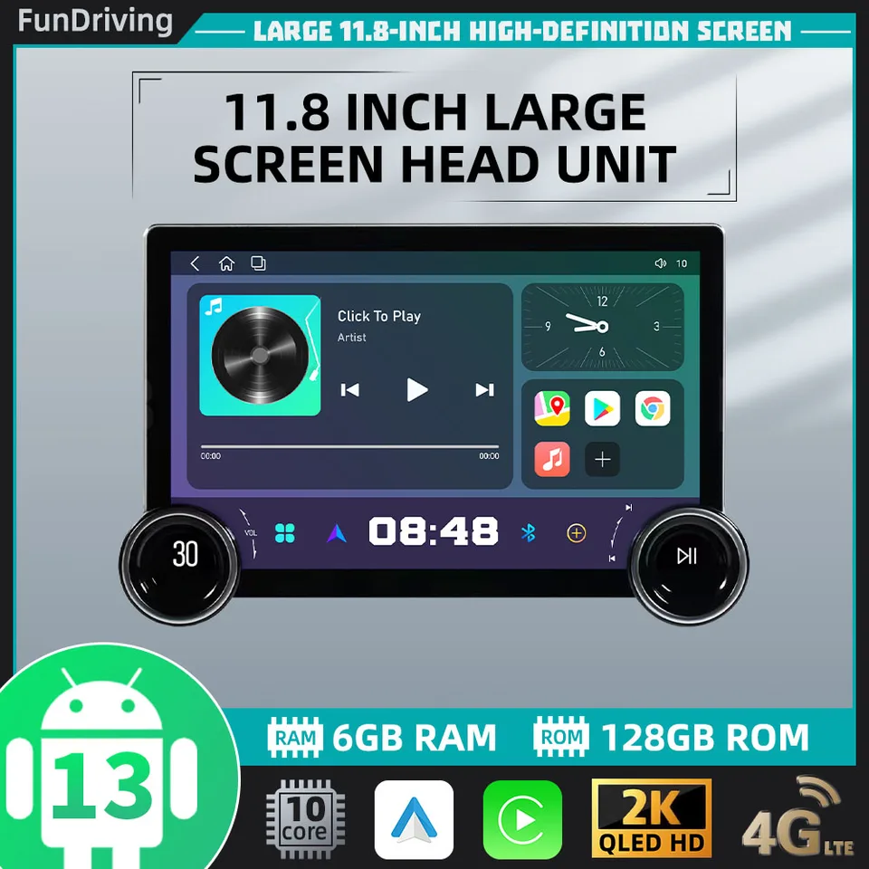 11,8 palca obrazovka 2 din 10 jadro Android Car Radio navigácia multimediálne CarPlay GPS WiFi Head Unit Autoradio Car Stereo s ventilátorom