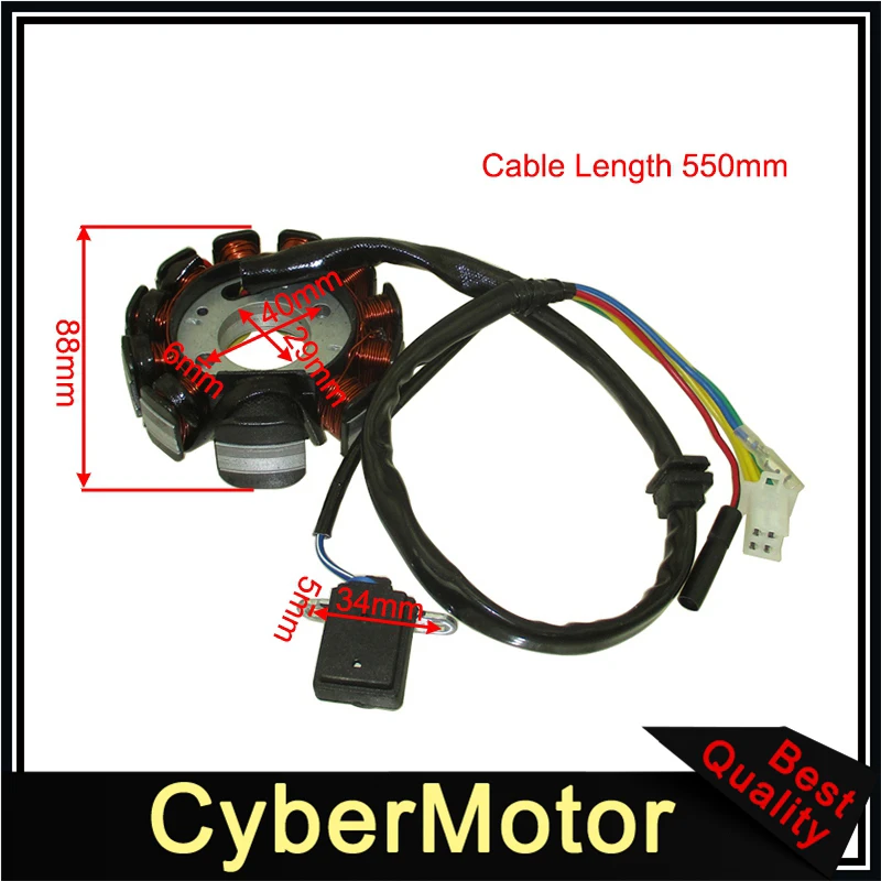 11 cievkových stĺpov zapaľovací stator Magneto rotor pre GY6 125 ccm 150 ccm Čínsky moped skúter štvorkol