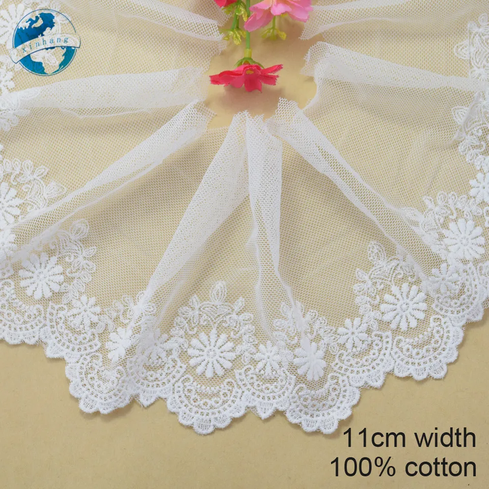 11 cm šírka bavlnené vyšívanie šijacích stužiek Guipure Lace Tkanina Orezanie pletenia DIY odevné príslušenstvo Africké čipky#2940