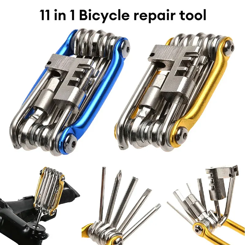 11 v 1 Súprava nástrojov na opravu bicyklov Mountain Bike Bike Screwdriver Reťaz Hex Hex Hex hovoril multifunkčný bicykel opravy cyklistického nástroja