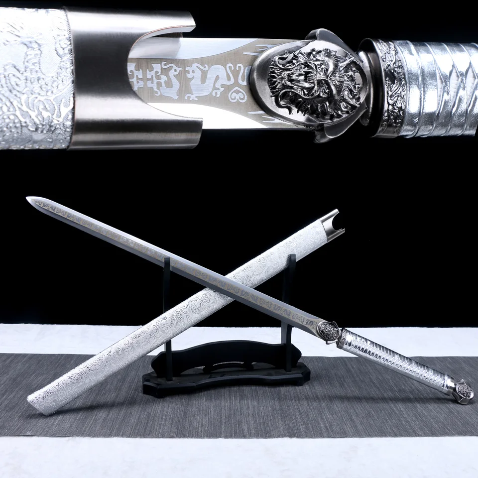 110 cm stredovekého draka Sword Real Sword Ručne kované hry Real Steel Tang Sword Sharp Battle Ready Fighting Weapon Katana