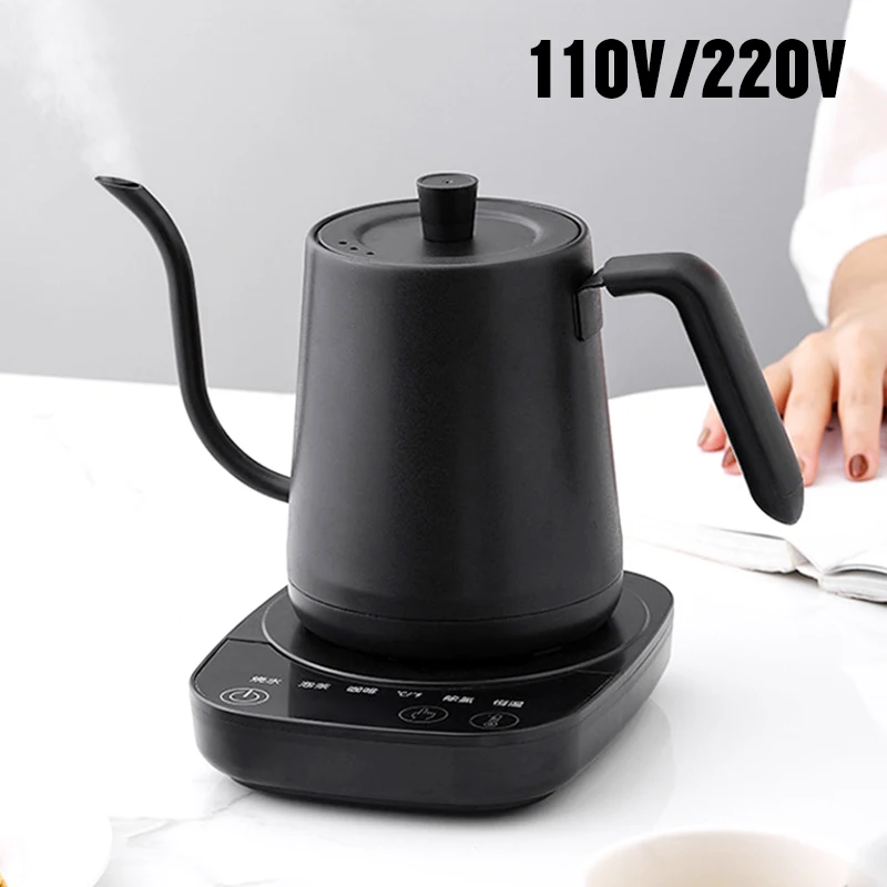 110 V/220V Elektrická kávová hrniec 800 ml horúcej vodnej džbánu teplota kontroly vyhrievacej fľaše z nehrdzavejúcej ocele Guseneck Tea Kettle