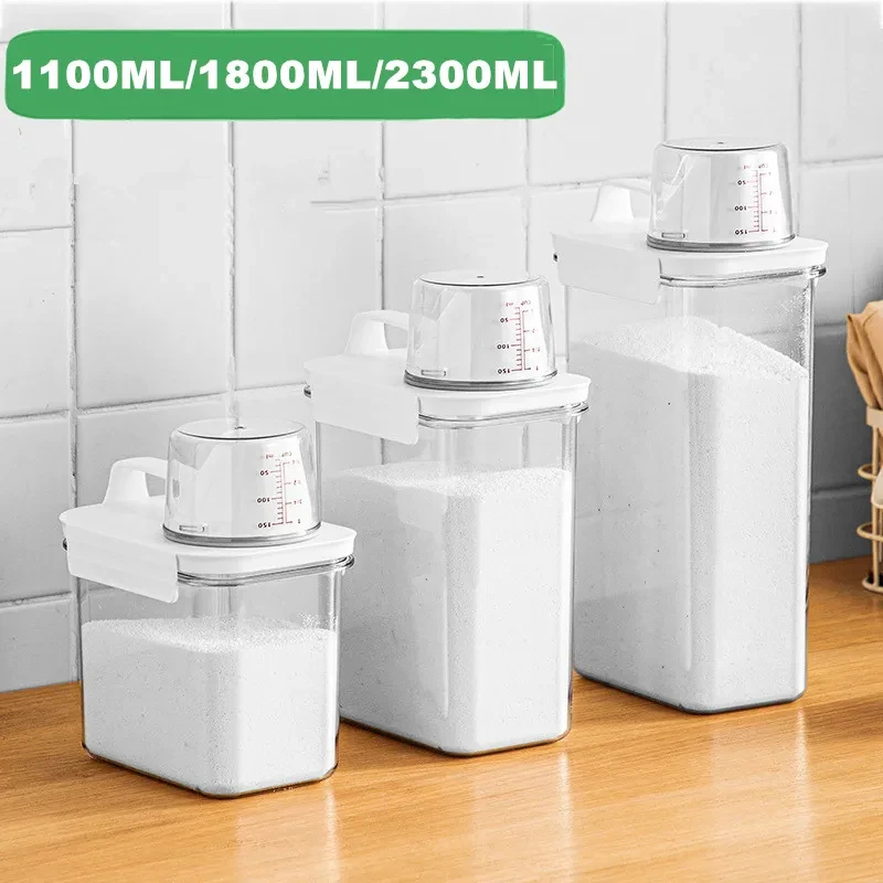 1100/1800/2300 ml Dávkovač čistiaceho prostriedku na bielizeň s meracieho šálky práškového zrna